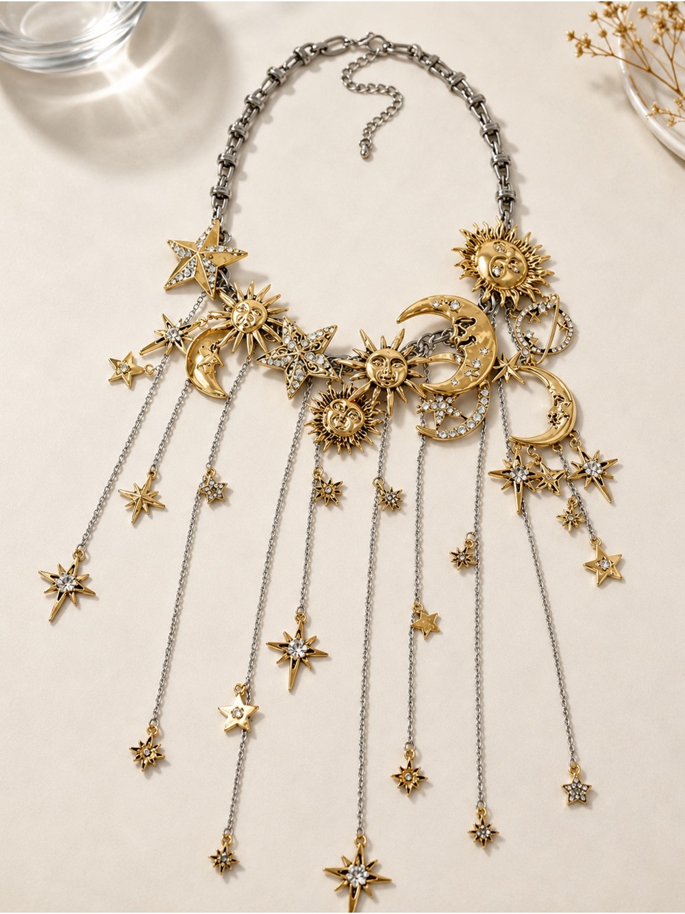 Gold Celestial Sun, Moon & Star Layered Necklace - Picture 8 of 8